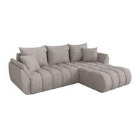 ROHOVÁ SEDAČKA s funkcí spaní, otoman vpravo TOKO-L-v1 277x194x86 světle šedá velur - černá/světle šedá, kompozitní dřevo/textil (277/194cm) - ALTDECOR