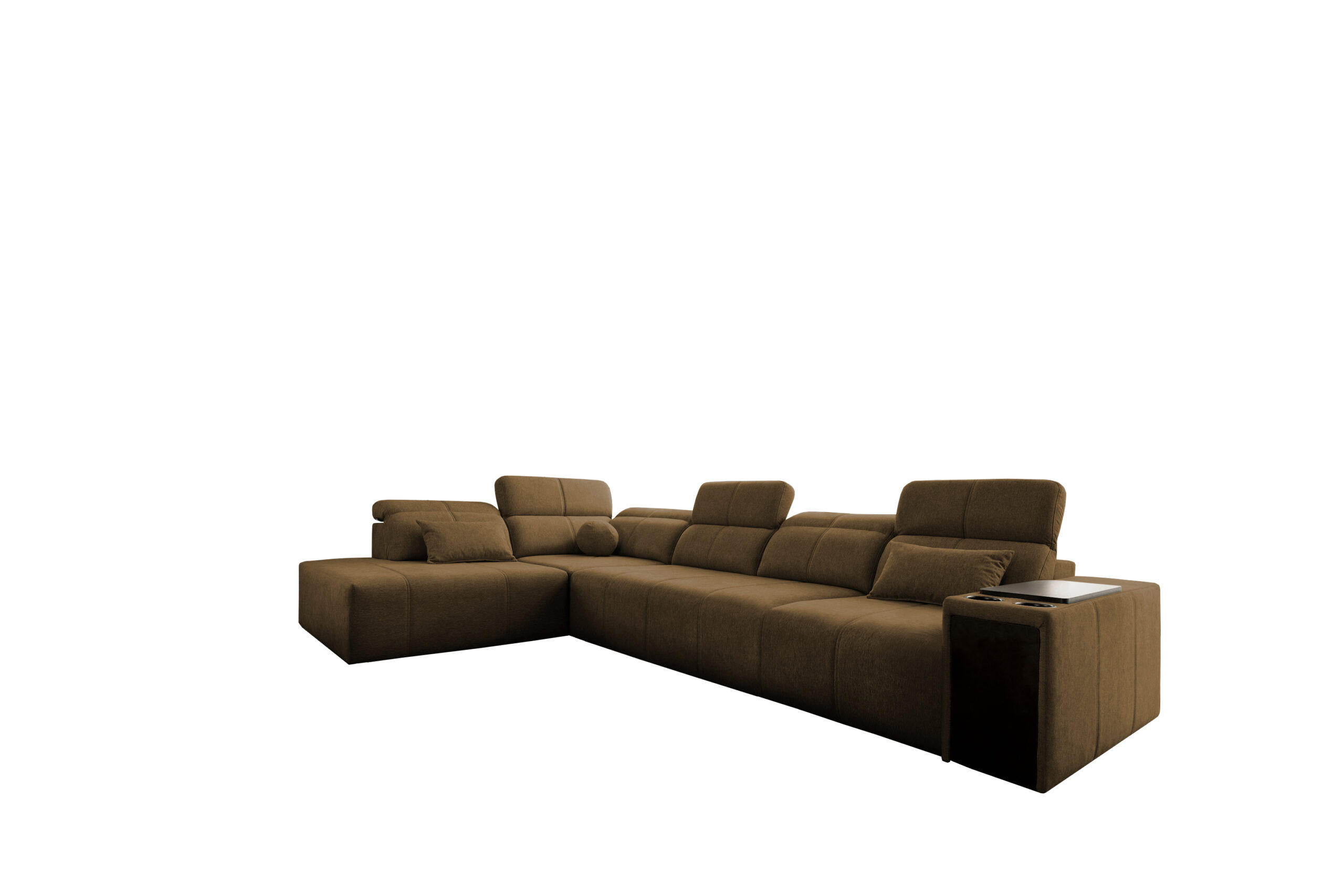 ECKSOFA L-Form Mindy XI Mit Schlaffunktion Und Verstellbarer Rückenlehne Stoff Verita Braun Links - Braun, Holz/Textil (230/350cm) - Kaiser Möbel