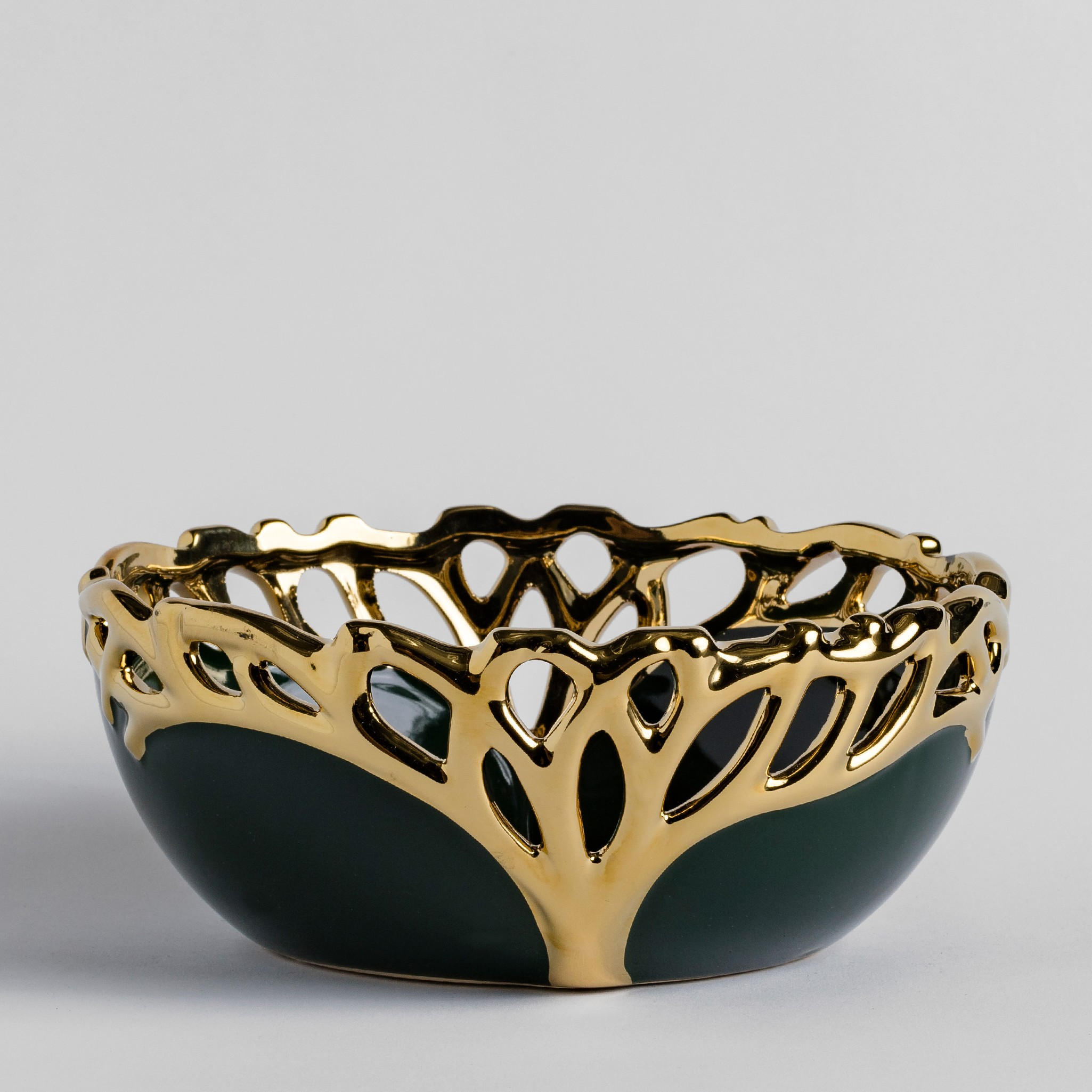 DEKORATIVE SCHALE Oaktree - Dunkelgrün, Stein (25/9.5cm) - home&you