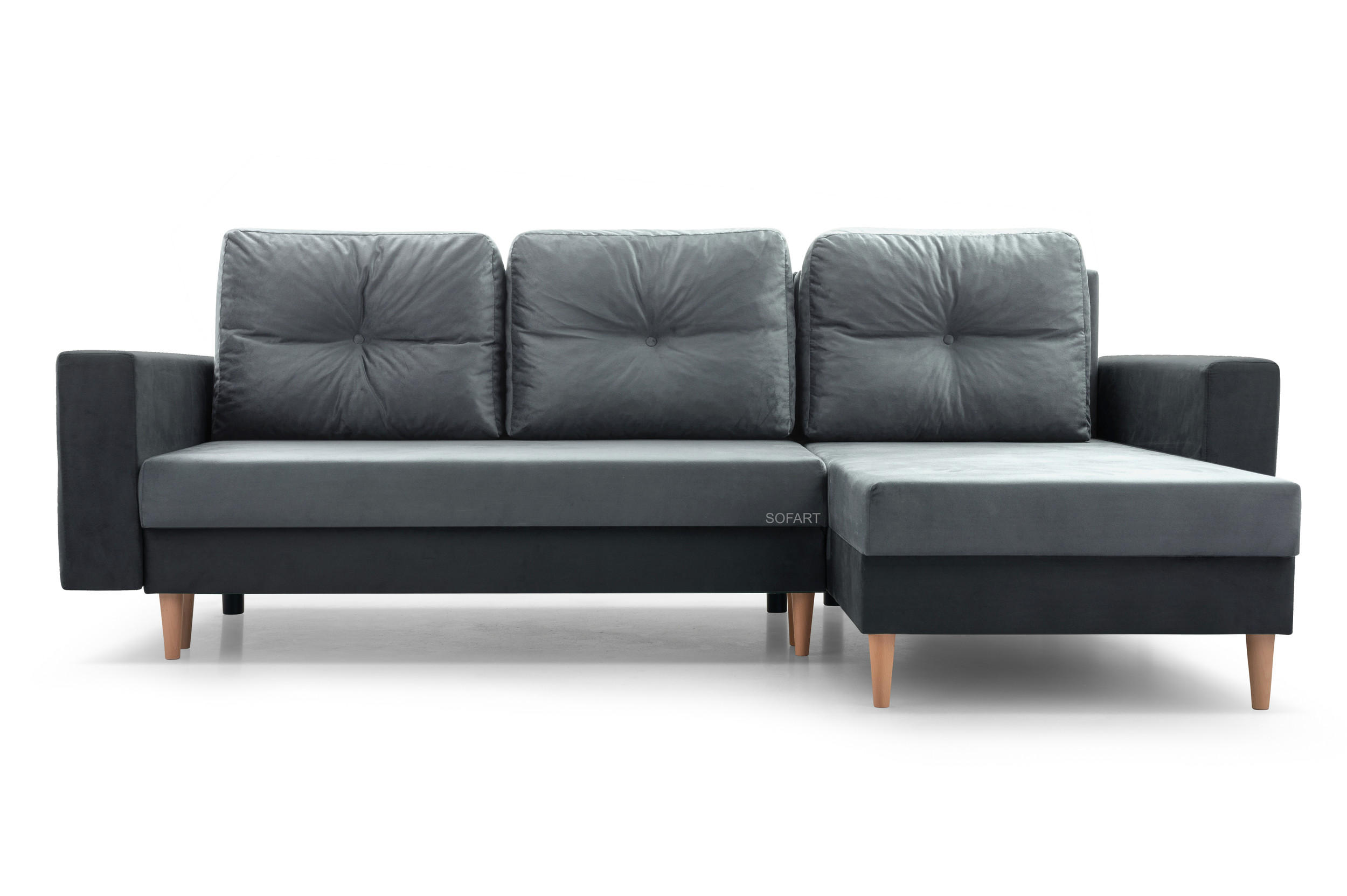 ECKSOFA Carl L - Grau + Dunkelgrau - Greige, Holz (232/137cm) - Möblo