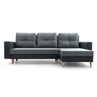 ECKSOFA Carl L - Grau + Dunkelgrau - Greige, Holz (232/137cm) - Möblo