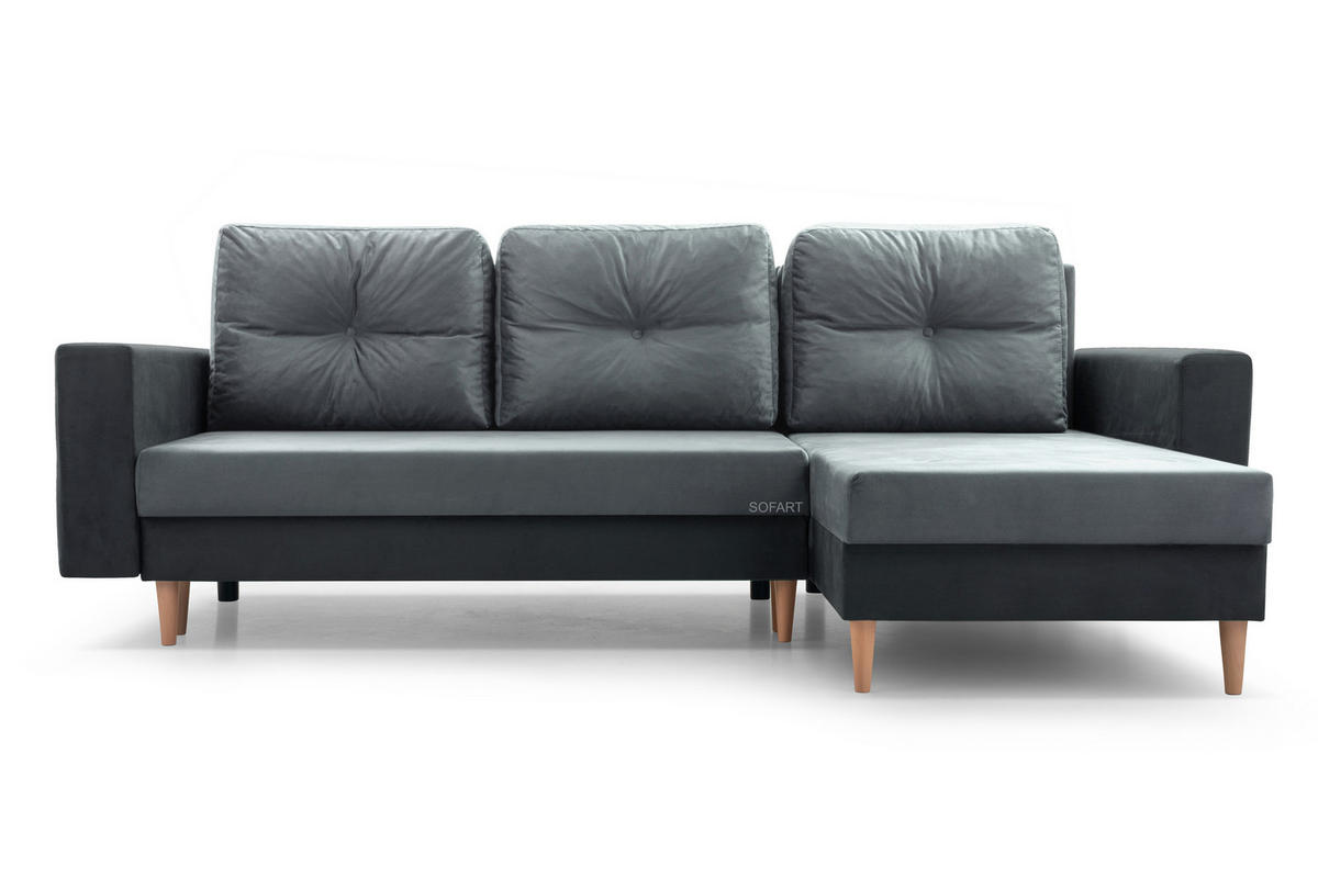 ECKSOFA Carl L - Grau + Dunkelgrau - Greige, Holz (232/137cm) - Möblo