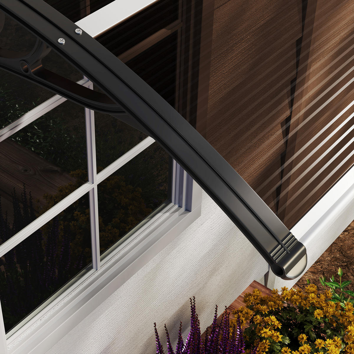 VORDACH DE-07401 Pultvordach, Polycarbonat, 120x75 cm Transparent - Schwarz/Braun, Kunststoff (75/23/120cm) - ComfortXL