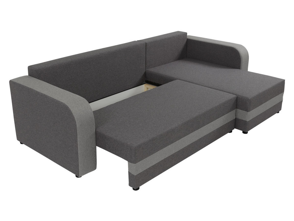 ECKSOFA Hewlet Bis - Hellgrau/Schwarz, Holz/Kunststoff (237/139cm) - MIRJAN24