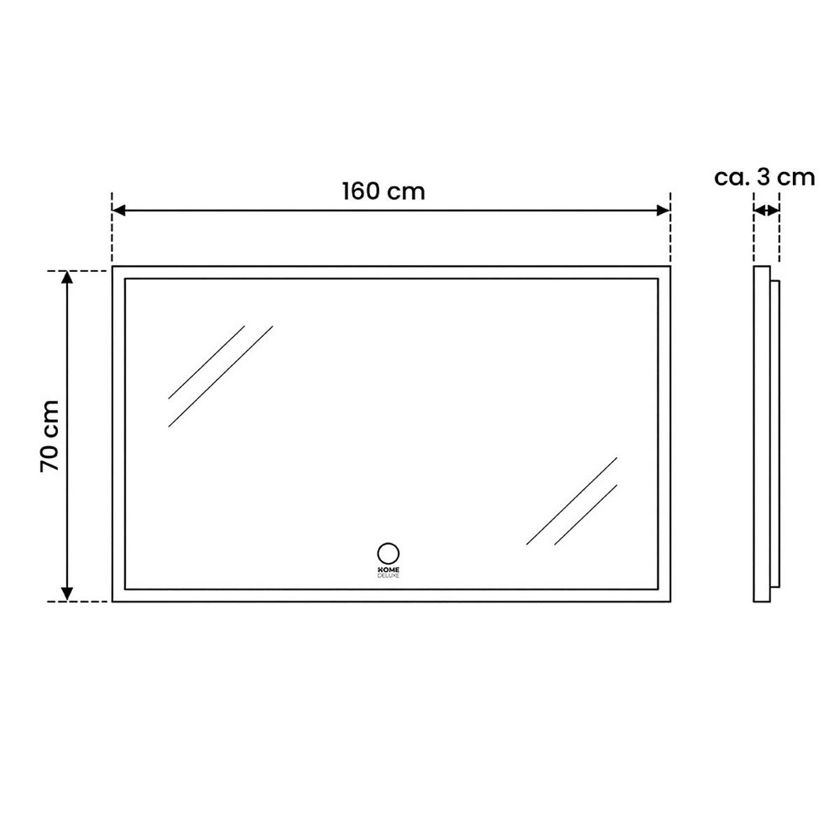 LED-SPIEGEL Rechteckig NOLA – 160 x 70 cm - Weiß, Glas (160/70/1cm) - Home Deluxe