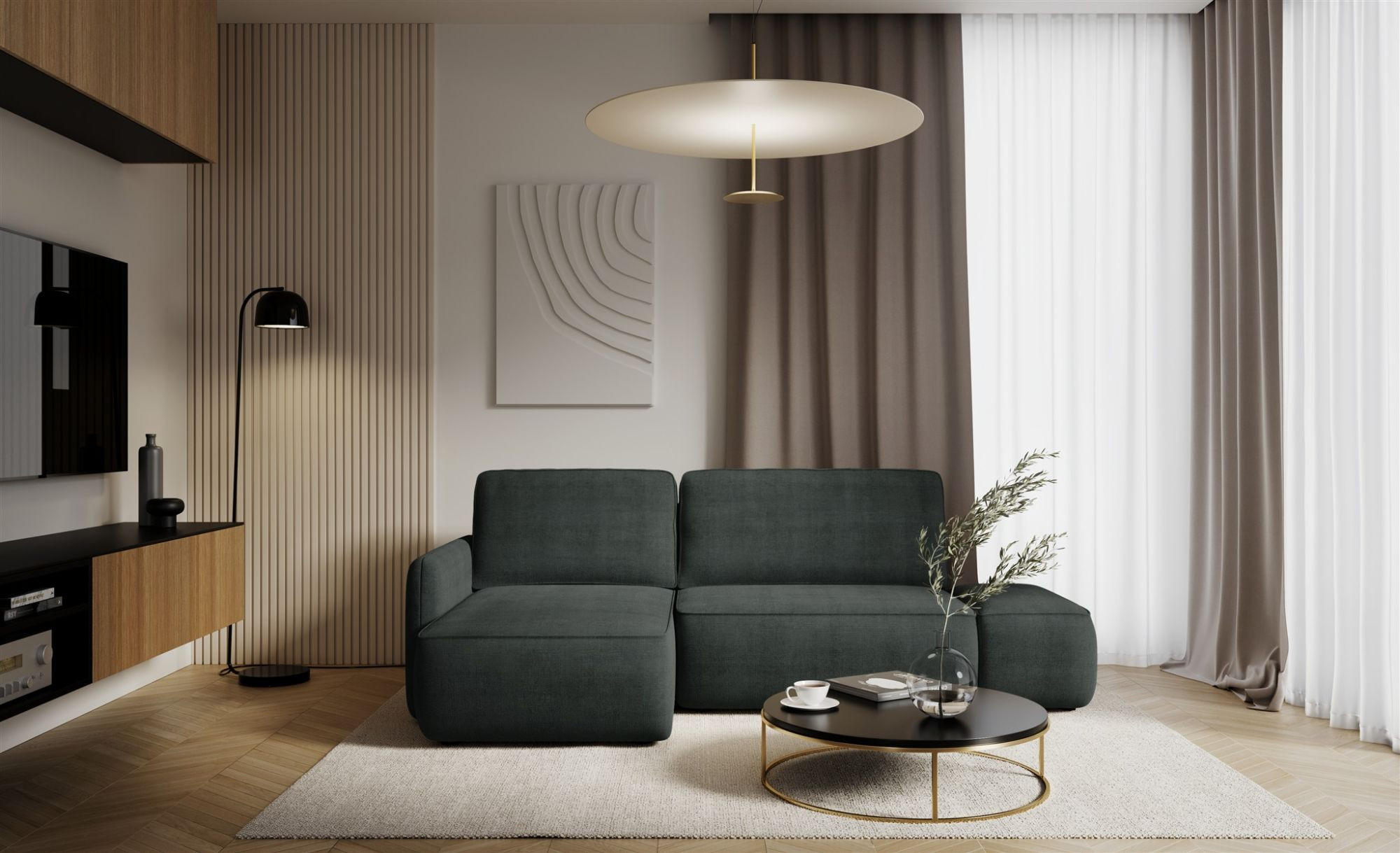 ECKSOFA Luka Mit Schlaffunktion - Anthrazit, Holzwerkstoff/Textil (229/148cm) - Fun Möbel