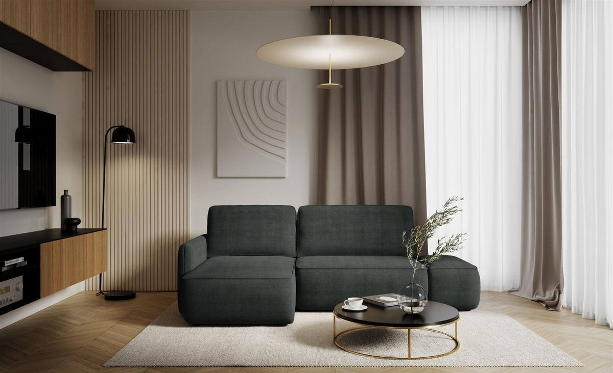 ECKSOFA Luka Mit Schlaffunktion - Anthrazit, Holzwerkstoff/Textil (229/148cm) - Fun Möbel