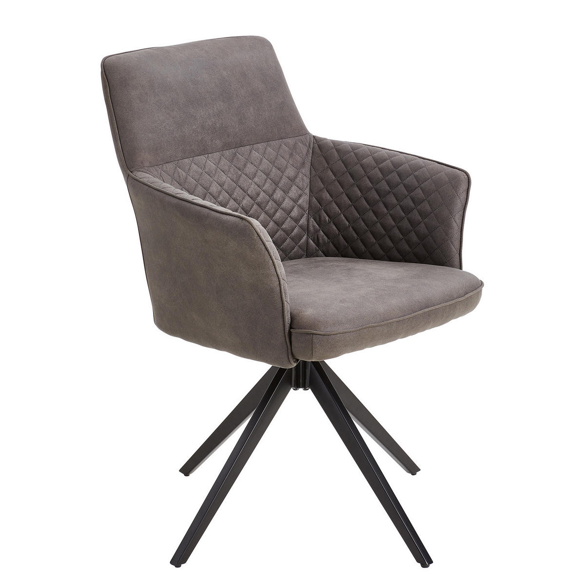 DREHBARER ARMLEHNENSTUHL - 2er-Set - Microfaser - Dunkelgrau, Textil/Metall (62/90/63cm) - home24