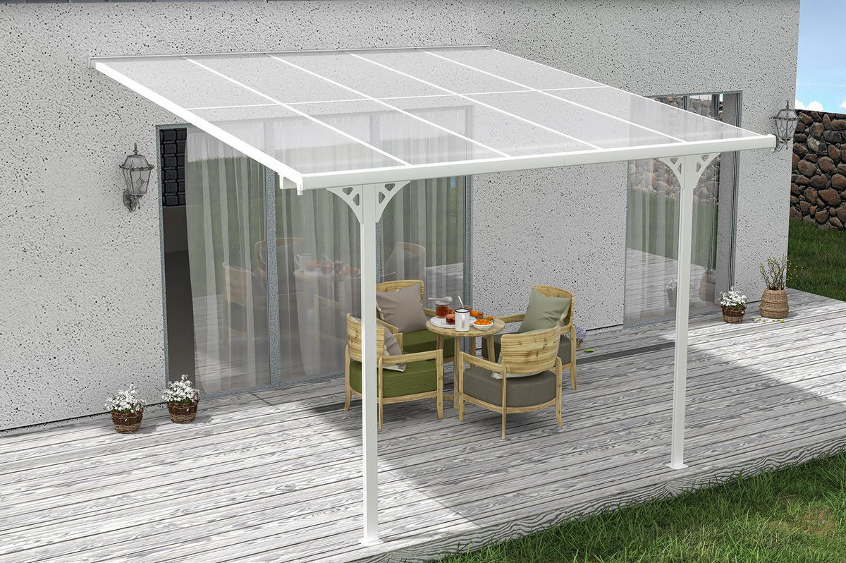 PERGOLA / CARPORT Kleo Weiß 4m x 3m - Weiß, Metall (374/270/300cm) - Cazeboo