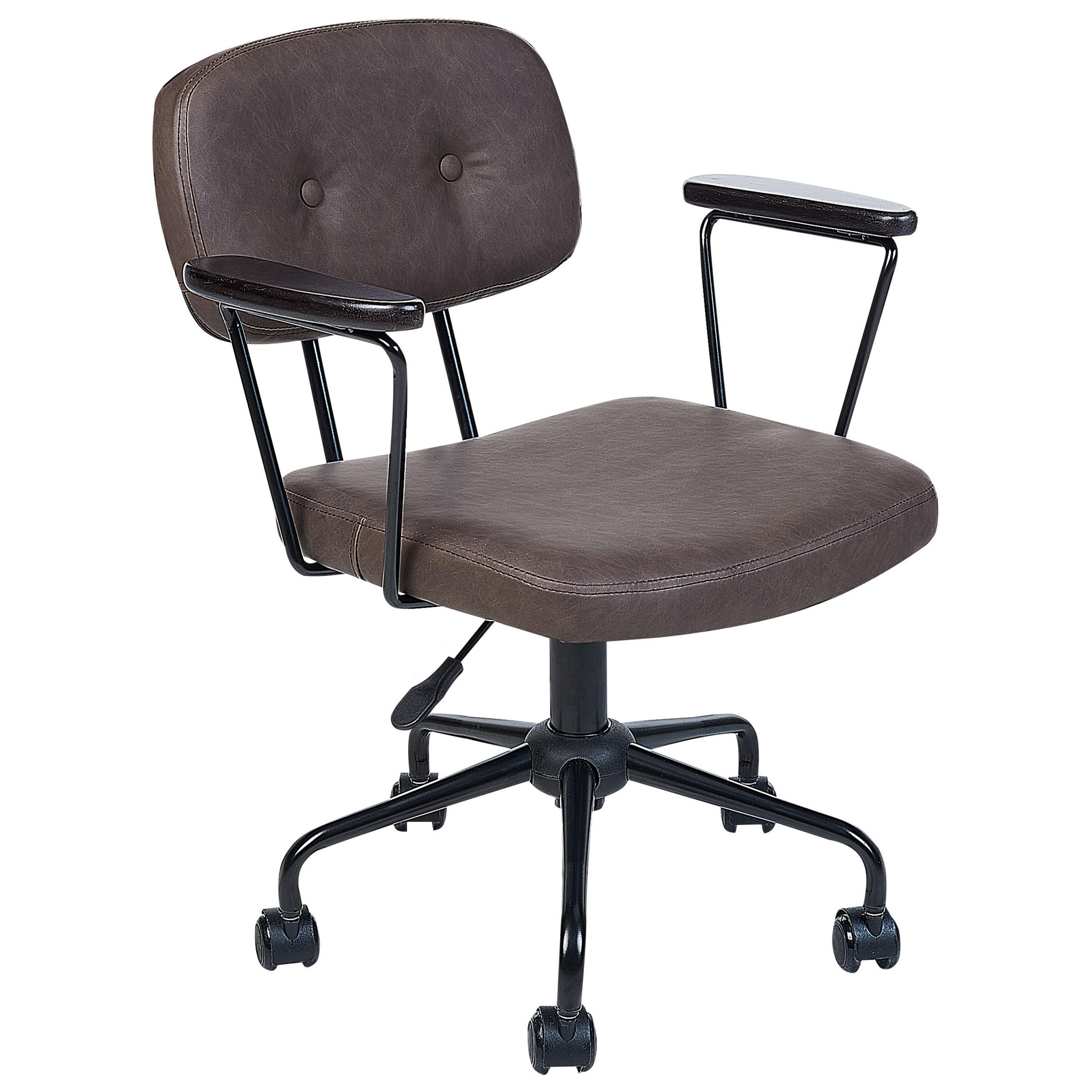 BÜROSTUHL Kunstleder Dunkelbraun Algerita - Dunkelbraun, Textil/Metall (62/77/62cm) - Beliani