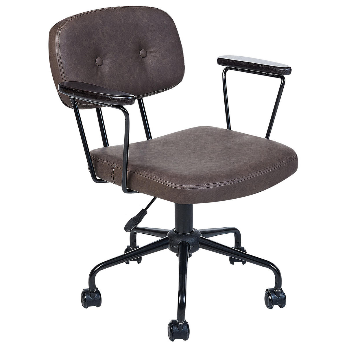 BÜROSTUHL Kunstleder Dunkelbraun Algerita - Dunkelbraun, Textil/Metall (62/77/62cm) - Beliani