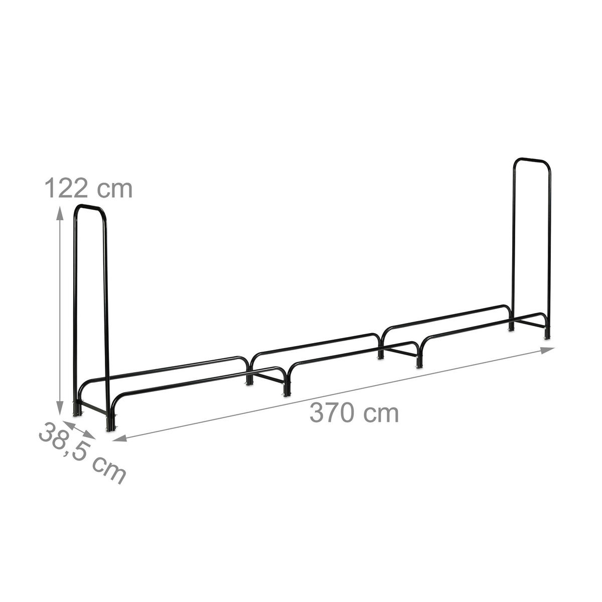 KAMINHOLZREGAL - Schwarz, Metall (370/122/38.5cm) - Relaxdays