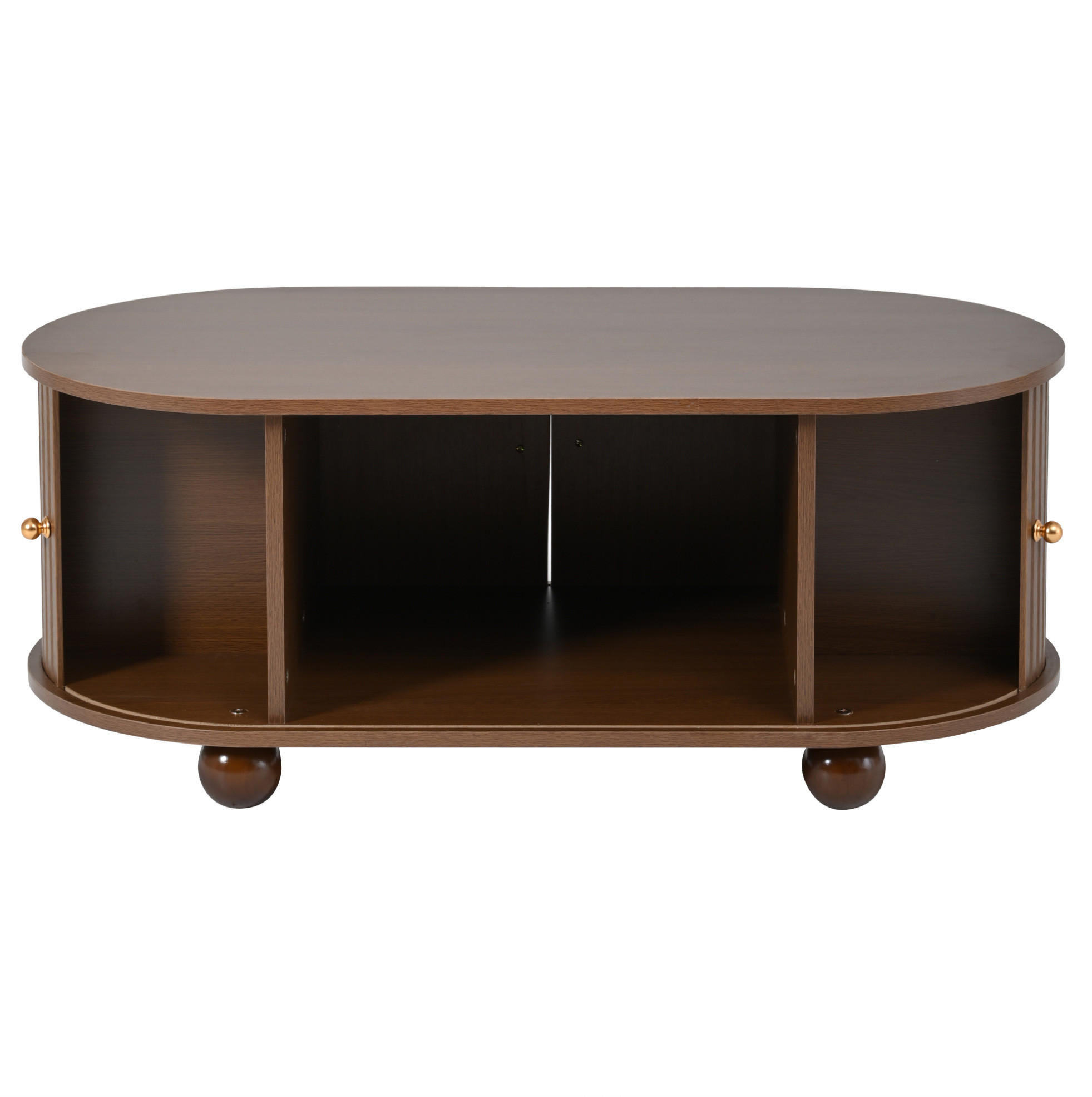 COUCHTISCH 100/50/40 cm in Walnuss mit Stauraum und Schiebetüren - Walnussfarben, Holzwerkstoff (100/50/40cm) - Flora Grace