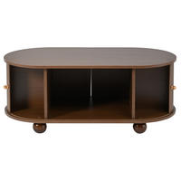 COUCHTISCH 100/50/40 cm in Walnuss mit Stauraum und Schiebetüren - Walnussfarben, Holzwerkstoff (100/50/40cm) - Flora Grace