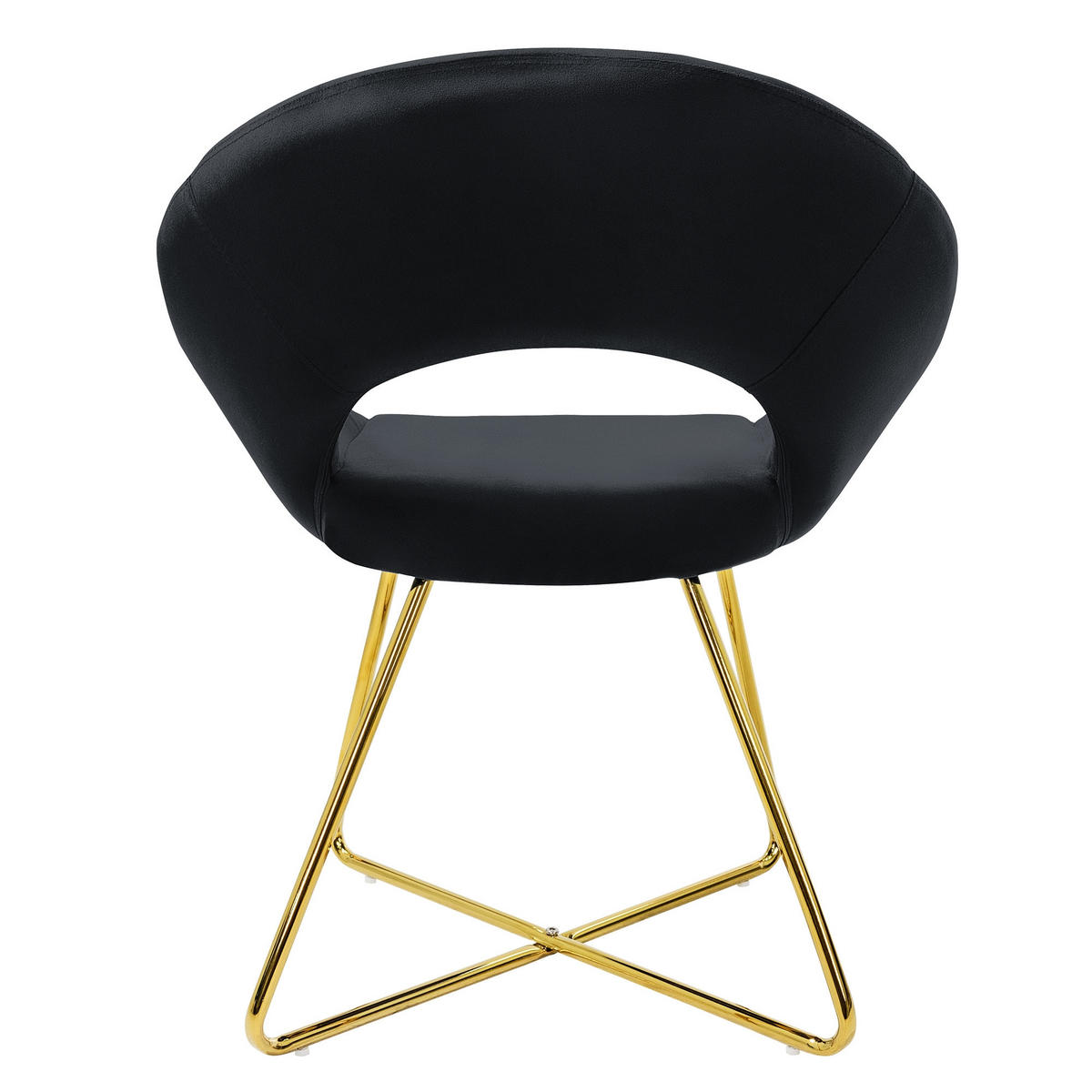 STUHL Samt schwarz 2er Set - Schwarz, Metall (53/77/64cm) - ML-DESIGN