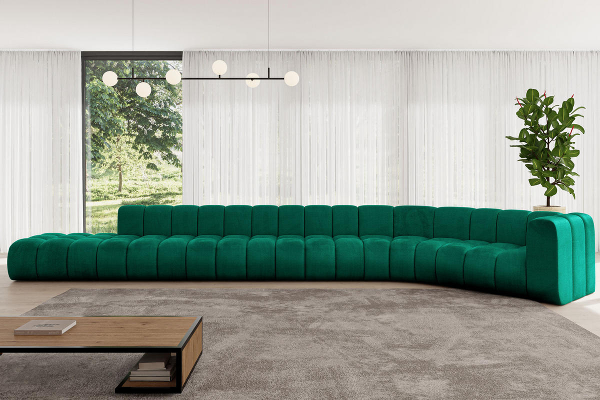 ECKSOFA modulares Sofa Tilmo-L3 - 581x194x70 cm Grün - Dunkelgrün, Holzwerkstoff/Textil (581/194cm) - ALTDECOR