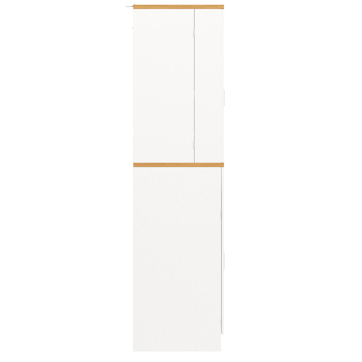 HOCHSCHRANK aus MDF in Weiß mit Holzoptik-Tischplatte, Schubladen und offenen Snack-Regalen, 80/40/180 cm, Weiß - Weiß, Holzwerkstoff (80/180/40cm) - Redom