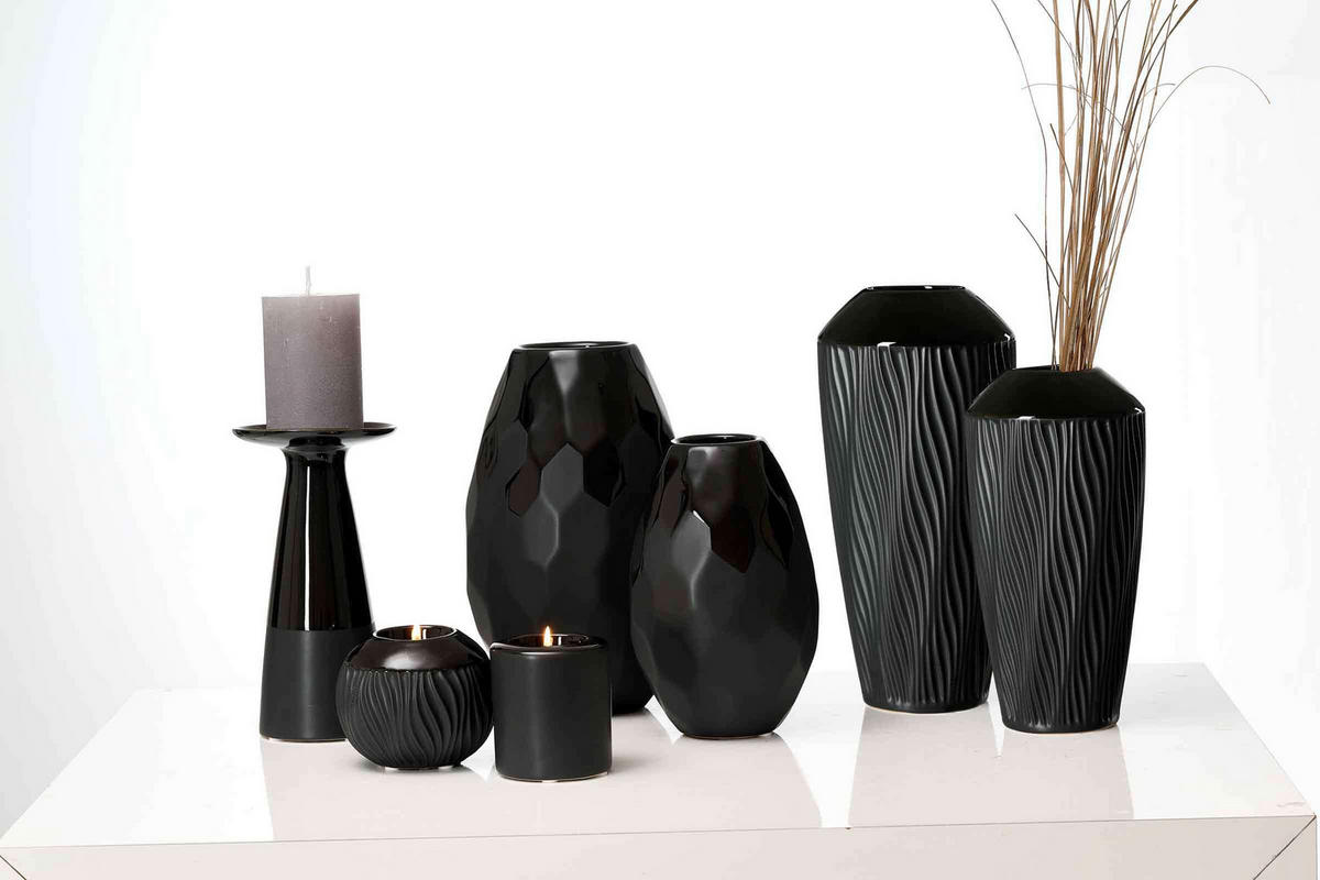 TEELICHTHALTER Onyx schwarz ø 8 cm 6er Set - Schwarz, Keramik (9cm) - Ritzenhoff Breker