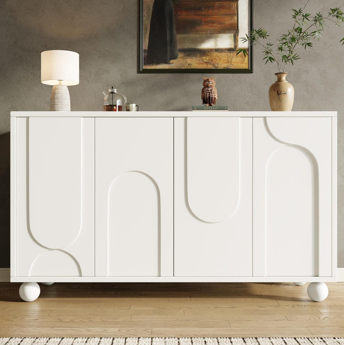 SIDEBOARD aus MDF 120x35x71 cm Weiß mit verstellbarem Einlegeboden und Kippschutz - Weiß, Holzwerkstoff (120/71/35cm) - IVMEU