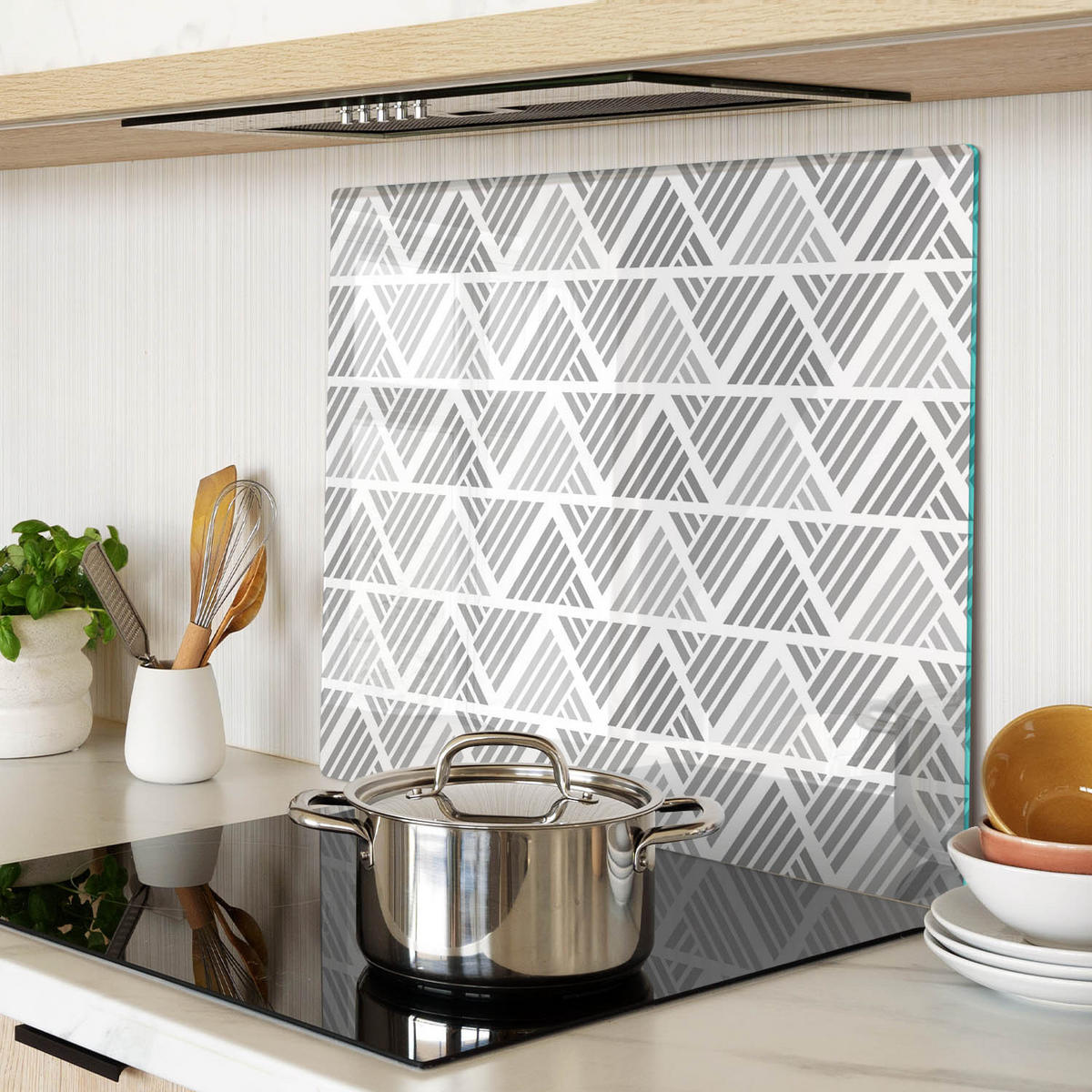 GLASPLATTE 60x52 cm Geometrische Figuren - Grau, Glas (60/0.4/52cm) - TULUP