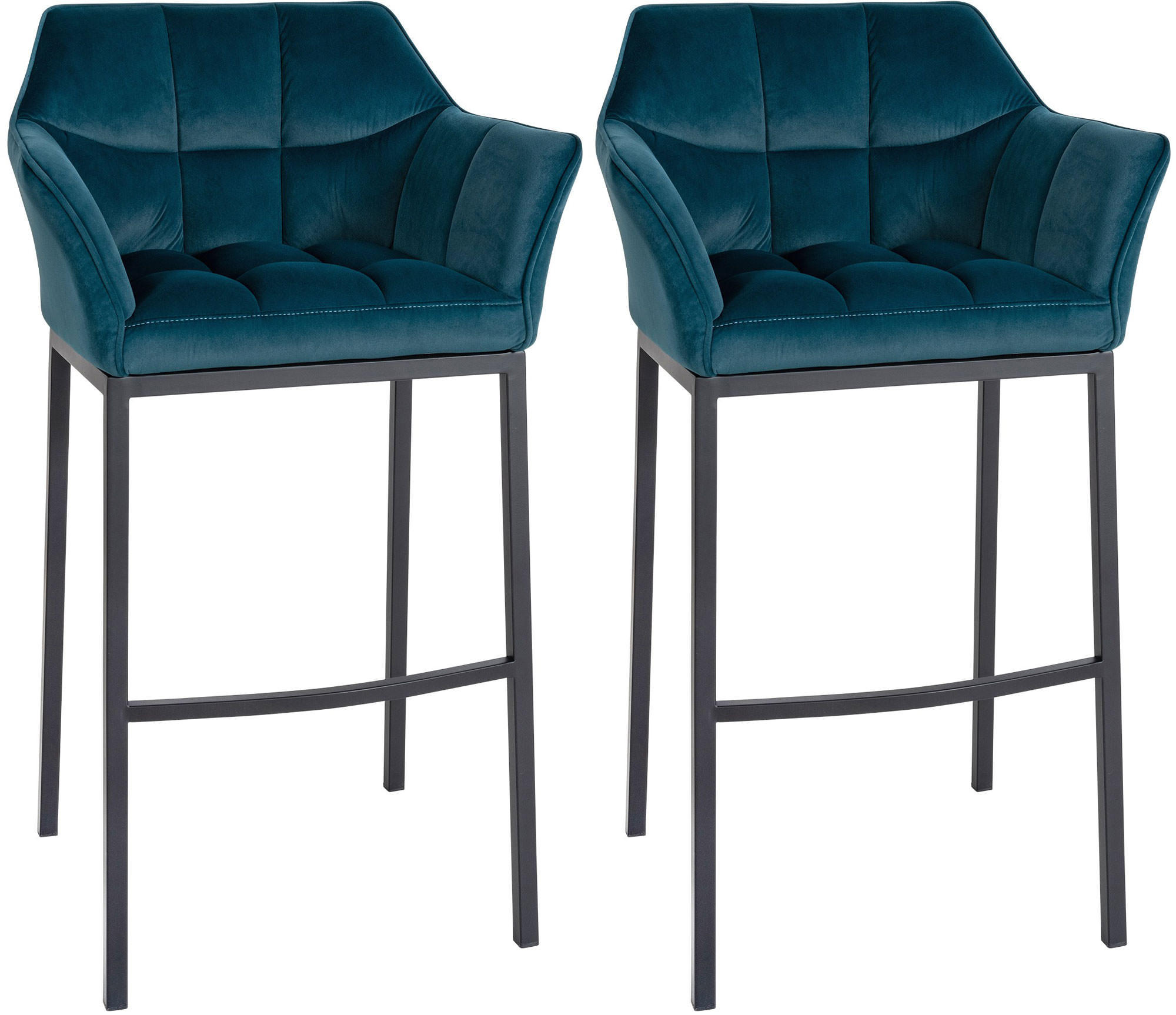 BARHOCKER 2er Set Samt Grün - Schwarz/Grün, Textil (64/110/48cm) - CLP