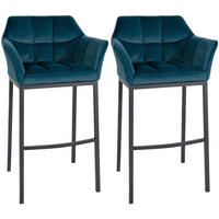BARHOCKER 2er Set Samt Grün - Schwarz/Grün, Textil (64/110/48cm) - CLP