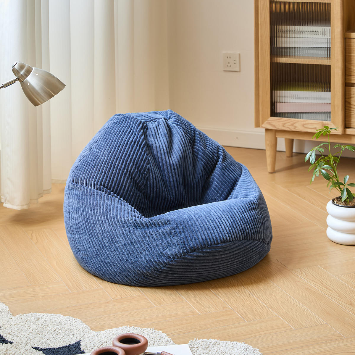 POUF kord Blau - Blau, Textil (85/50/85cm) - Nordlys