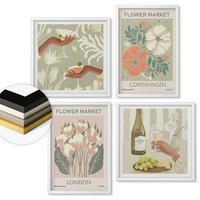 WANDBILDER 4er-Set - 50x50 cm & 40x60 cm Weißer Rahmen - Blumenposter Weinstadt - Weiß, Kunststoff (50/50cm) - ArtPrintCave