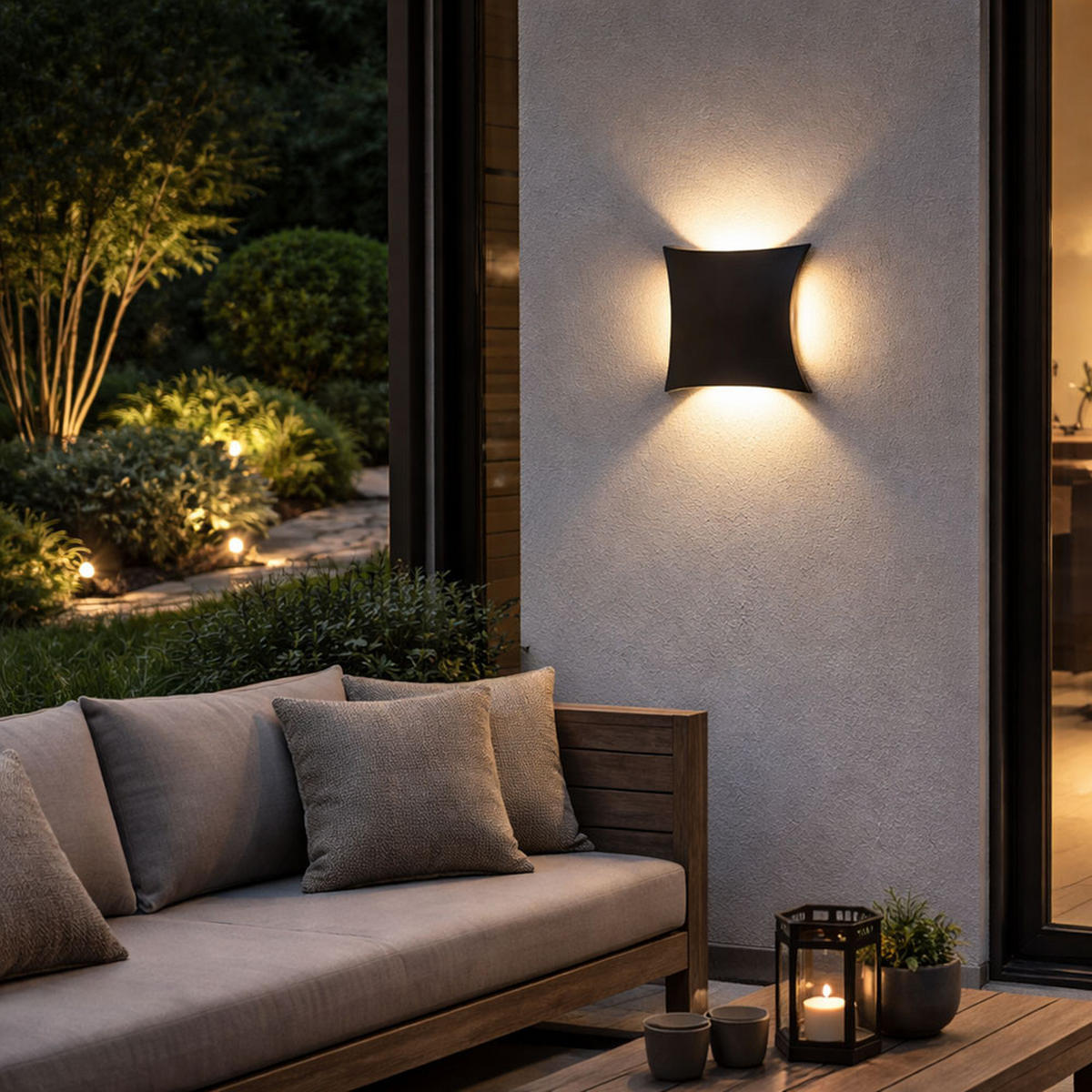 LED AUSSEN-WANDLEUCHTE Aludruckguss Schwarz - Schwarz, Metall (20.5/20.5/7.4cm)