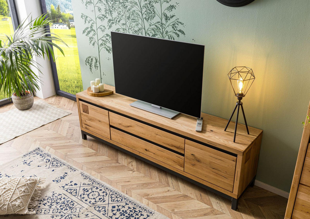 TV-BOARD Wildeiche 190x40x56 natur geölt VILLANDERS #153 - Naturfarben, Holz (190/56/40cm) - Massivmoebel24