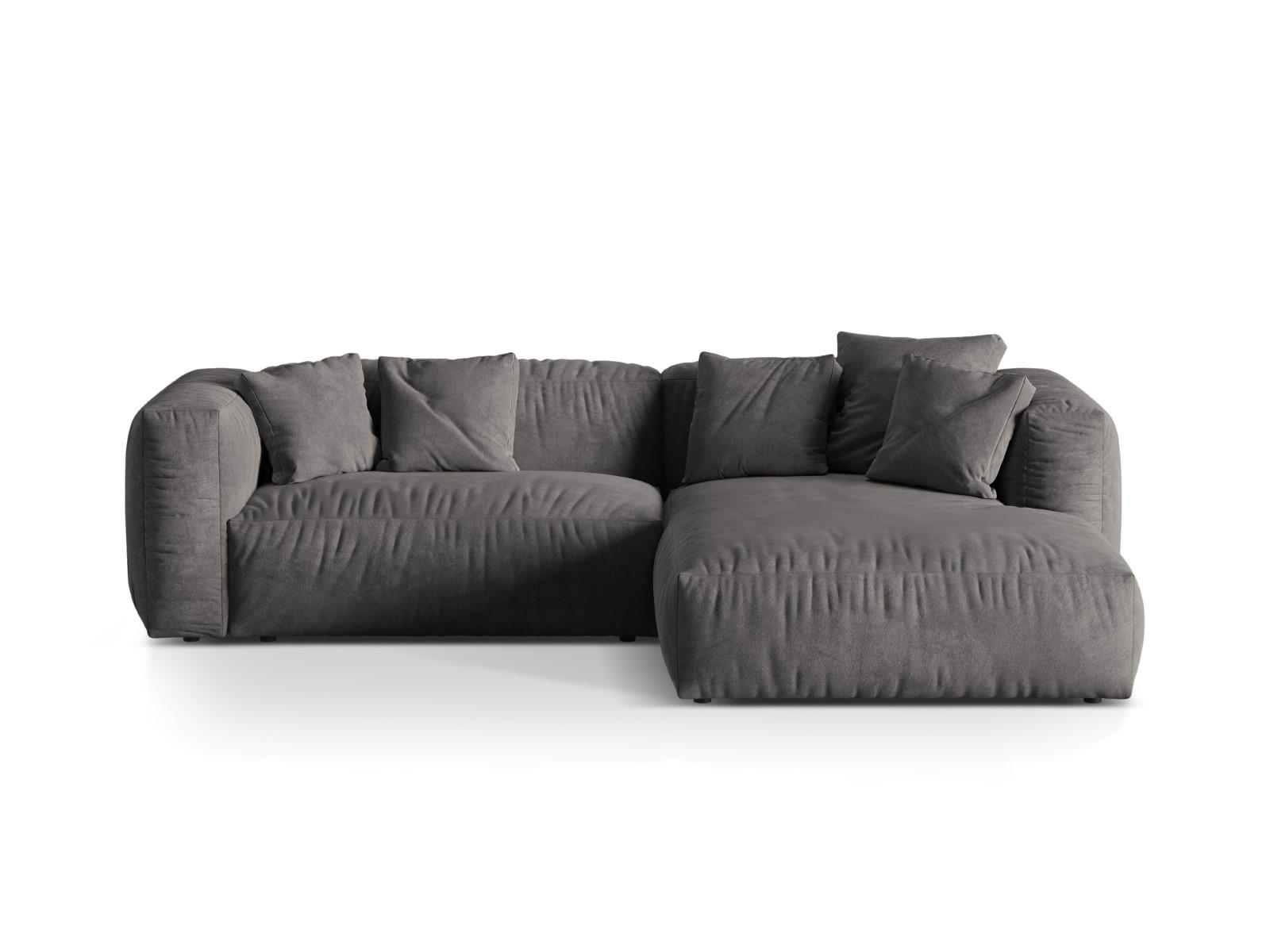 ECKSOFA modular rechts Martina aus Samt grau 2 Sitzplätze - Grau, Textil (176/283cm) - Micadoni