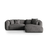 ECKSOFA modular rechts Martina aus Samt grau 2 Sitzplätze - Grau, Textil (176/283cm) - Micadoni