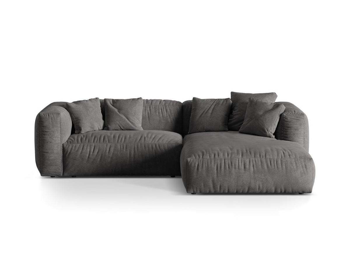ECKSOFA modular rechts Martina aus Samt grau 2 Sitzplätze - Grau, Textil (176/283cm) - Micadoni