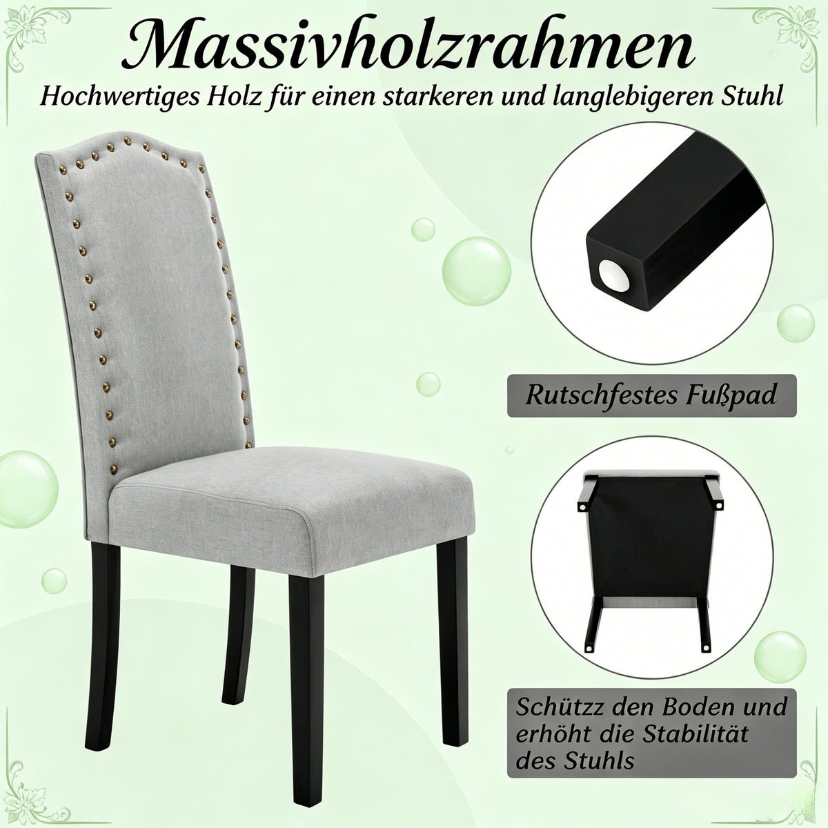 ESSSTUHL 2er-Set mit hoher Rückenlehne 43 x 102 x 48,5 cm Light Grey - Hellgrau, Holz (43/102/48.5cm) - Meubliv