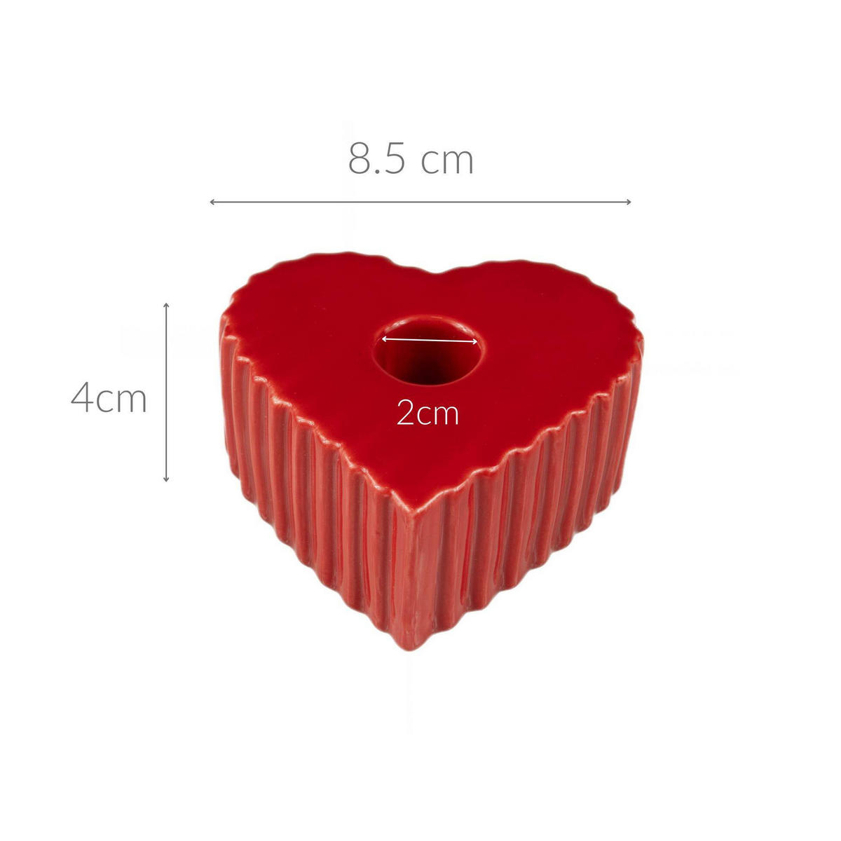 KERZENHALTER Anima Herzform 4/9 cm - Rot, Keramik (8/4/9cm) - Boltze Home