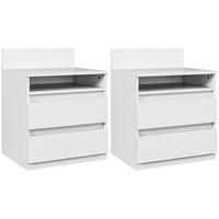 NACHTTISCH 2er-Set, mit 2 Schubladen, ca. 40 x 32 x 50 cm, Weiß - Weiß, Holzwerkstoff (32.3/50.4/39.6cm) - HOMCOM