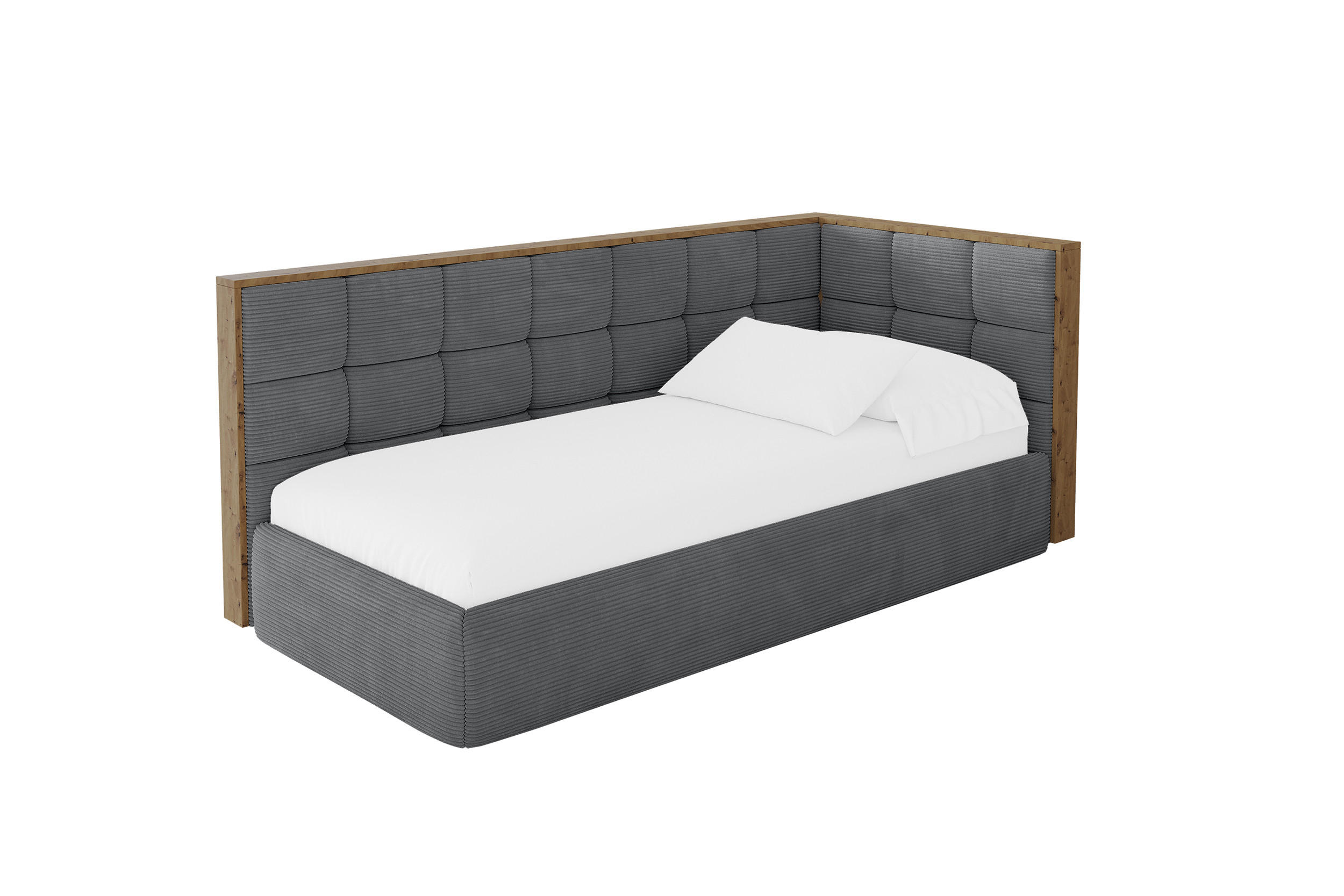 ALTDECOR JEDNOLŮŽKOVÁ POSTEL pro mládež s úložným prostorem, vlevo - SOVY 90x200 tmavě šedá