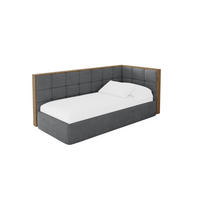 EINZELLBETT Jugendbett mit Bettkasten und Matratze H3/H4, Links - SOVY 90x200 Dunkelgrau - Graphitfarben, Holzwerkstoff/Textil (90/200cm) - ALTDECOR