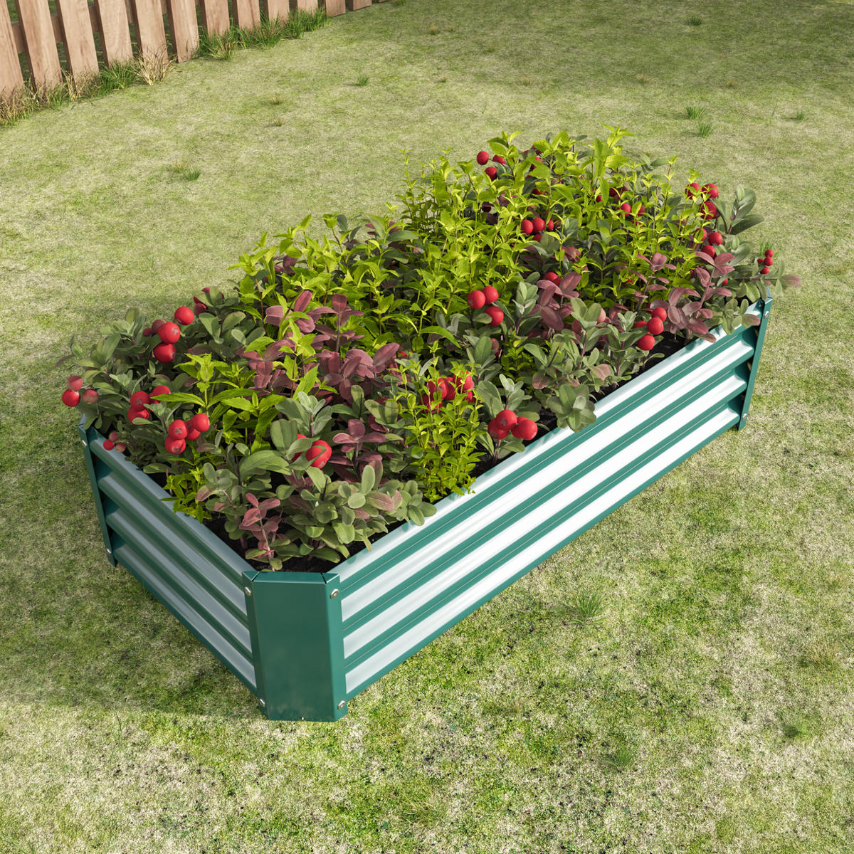 BLUMENKASTEN aus Metall 120x60x30 cm in Grün mit offener Basis - Grün, Metall (60/30/120cm) - Modfu