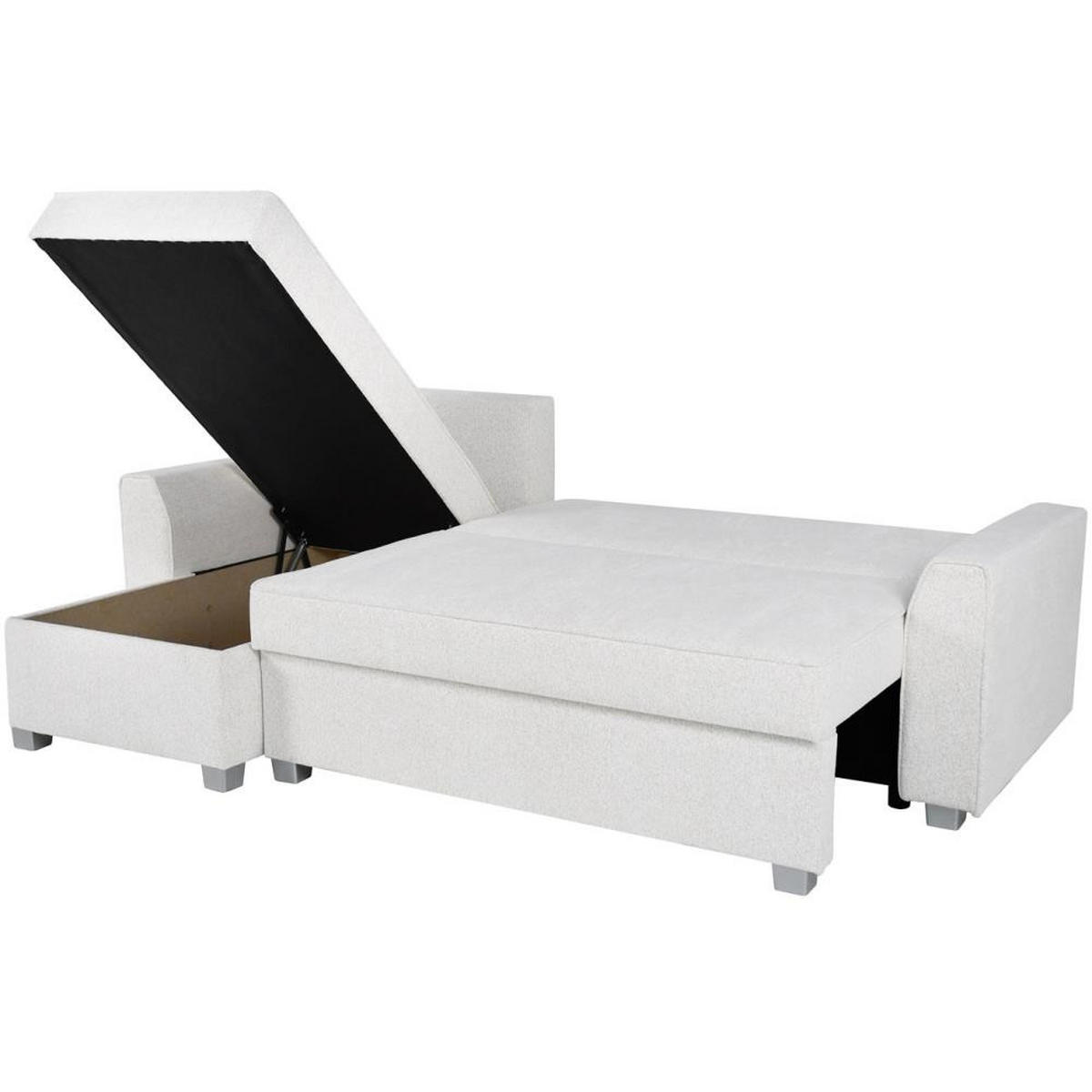 ECKSCHLAFSOFA Teramo hellbeige - Beige/Schwarz, Kunststoff/Textil (235/150cm) - Beautysofa