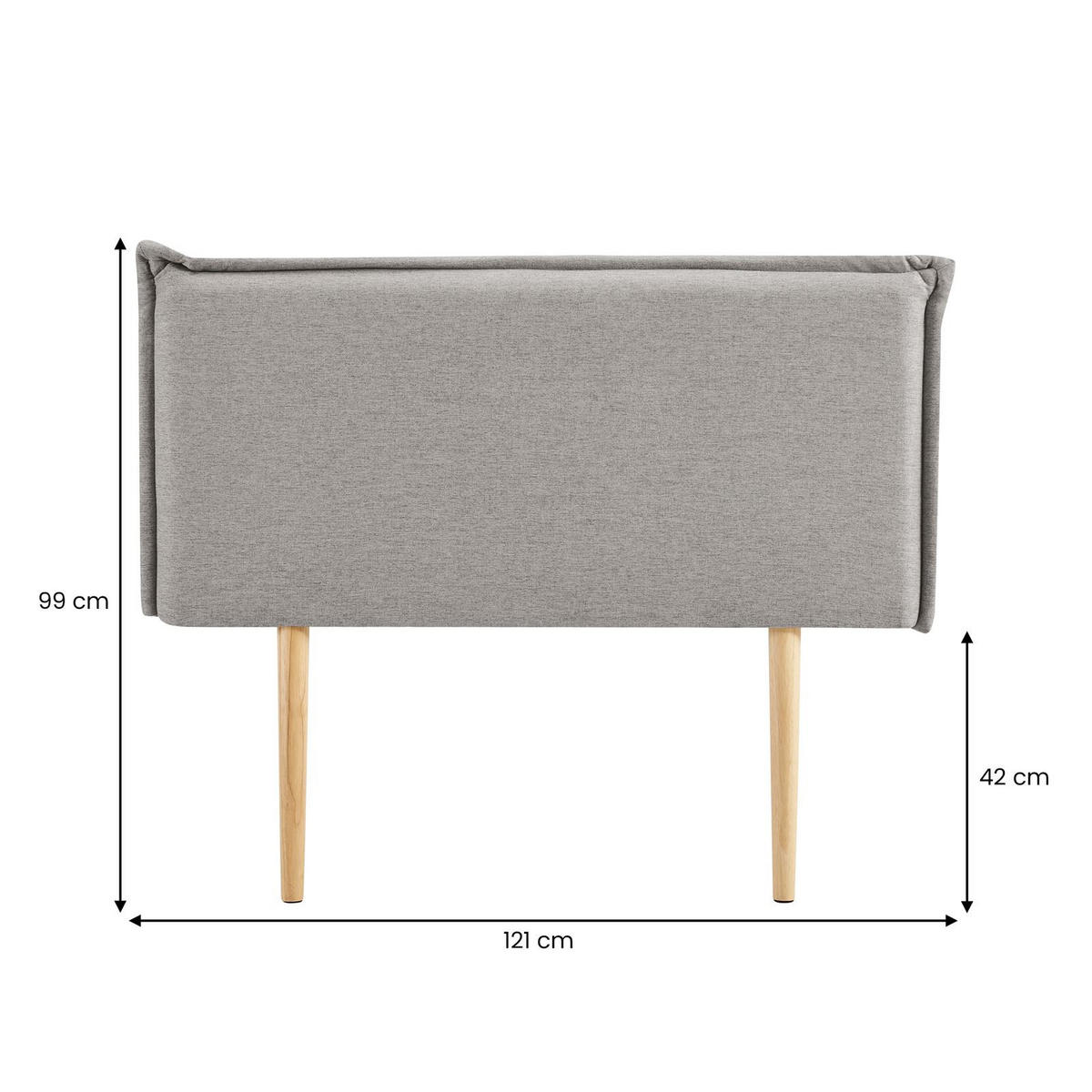 KOPFTEIL BASOL 120X190 CM - Grau, Textil (121/99/7cm) - IDIMEX