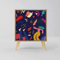 SIDEBOARD FESTIVE PLEASURES, Eichefarben, 57,5x42x75,5 cm, Goldfarbene Metallfüße - Eichefarben/Goldfarben, Holzwerkstoff/Metall (57.5/75.5/42cm) - SpaceRebels