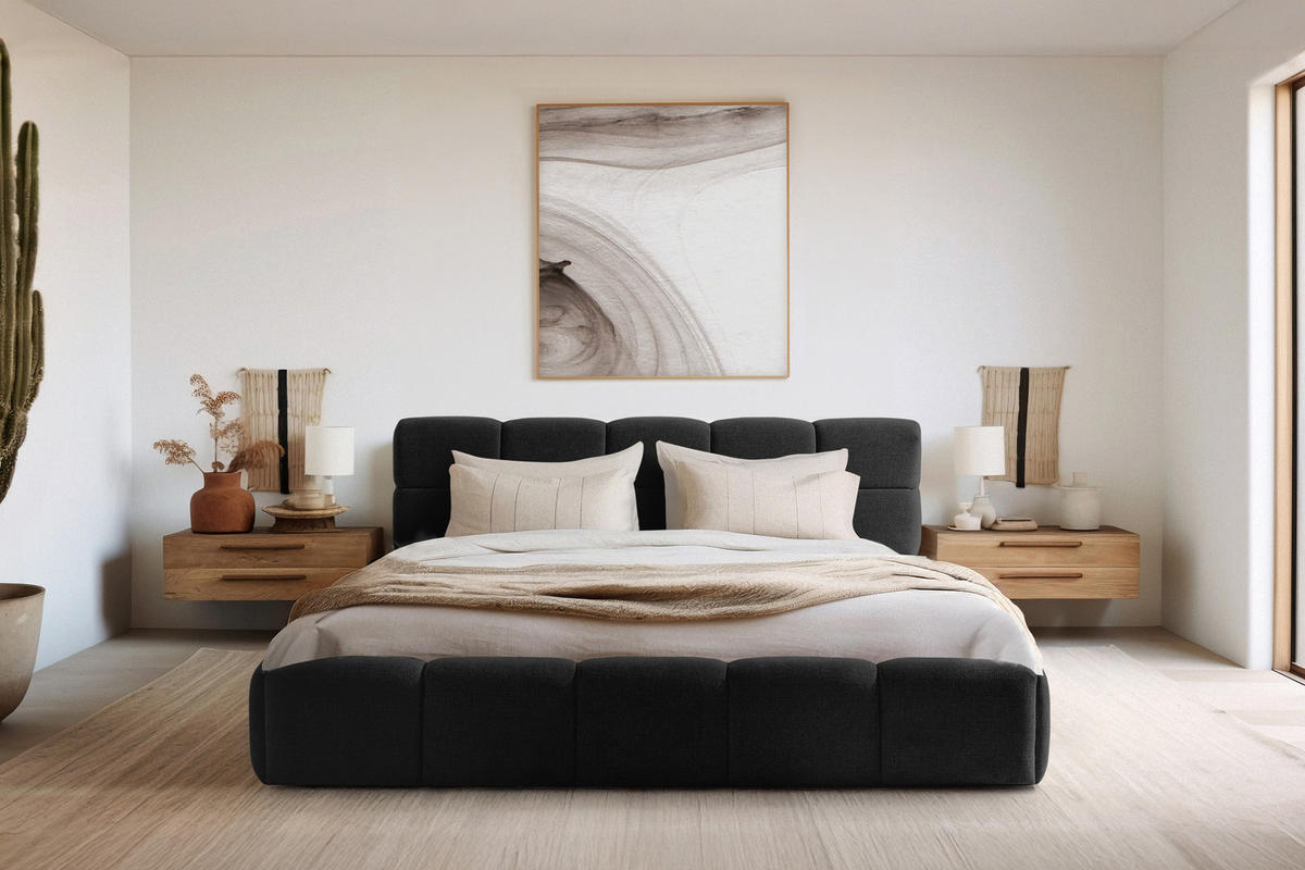 POLSTERBETT AERI 140/160/180/200 mit Rahmen und Bettkasten, anthrazit - Anthrazit, Holz/Holzwerkstoff (180/200cm) - KONSIMO®