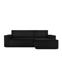 ECKSCHLAFSOFA-RECHTS NAPI in Pet Friendly Cord-Stoff, schwarz - Schwarz, Textil (262/148cm) - KONSIMO®