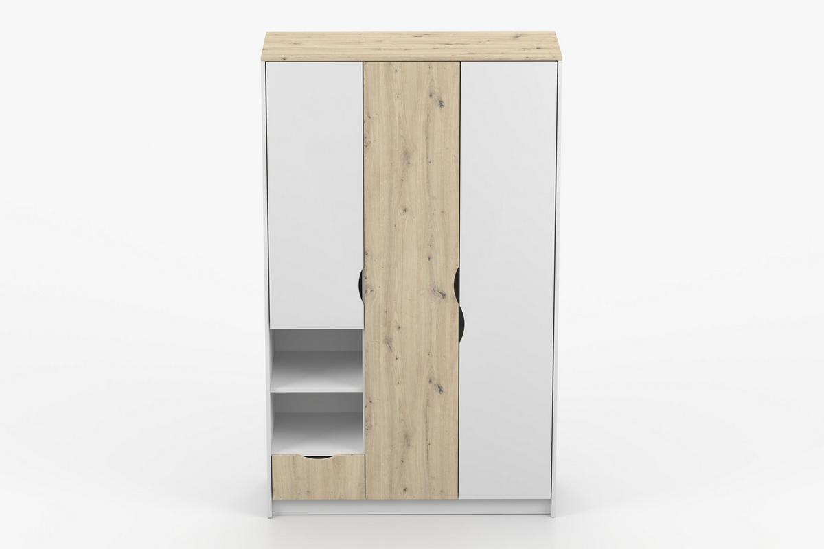 KINDERKLEIDERSCHRANK JUMI 120/193/50 cm in Weiß/Eiche Artisan - Weiß/Eiche Artisan, Holzwerkstoff (120/193/50cm) - Deine Möbel 24