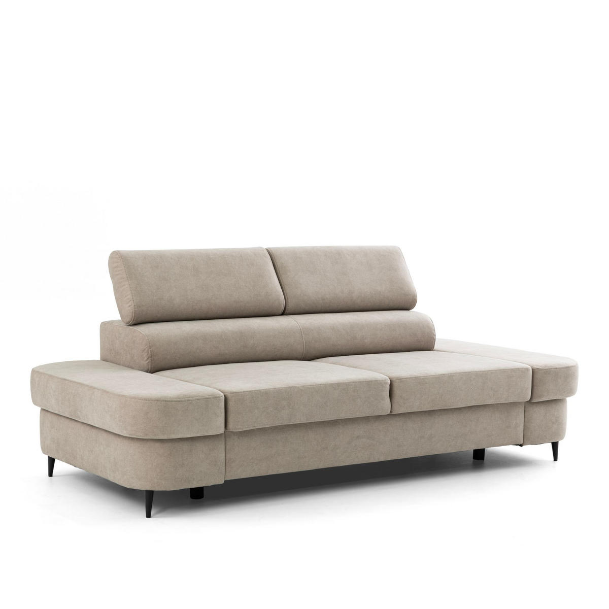 2-SITZER Sofa PRIAM 206 cm Velours Creme - Creme/Schwarz, Holz/Textil (206/95/102cm) - Muffo