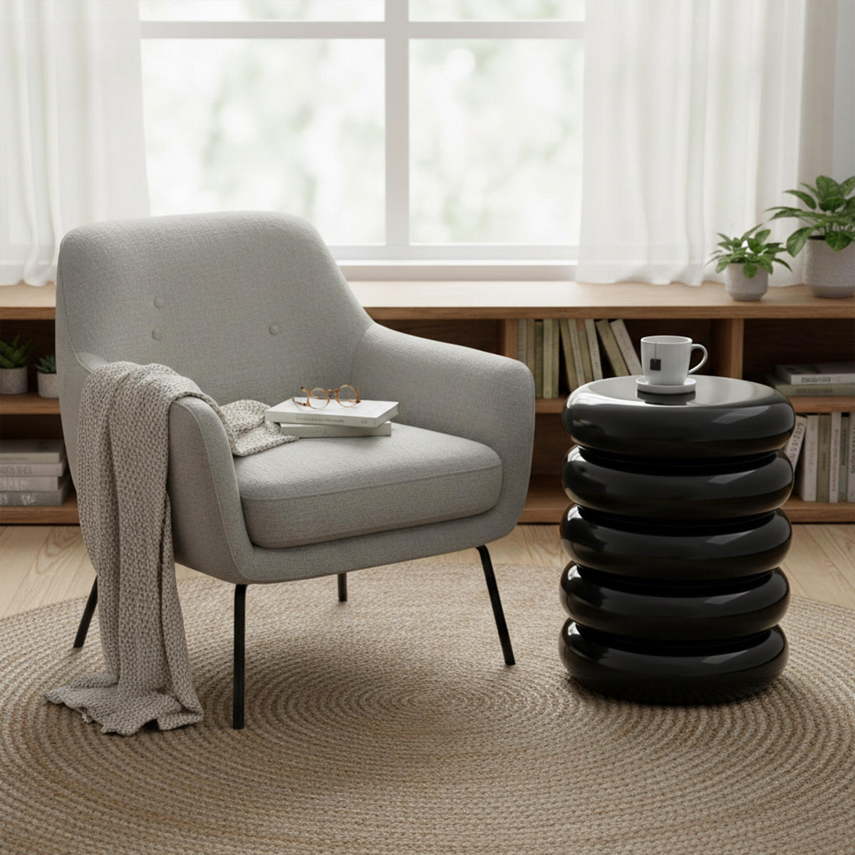 STRANSKA miza - črna, kovina (31/31/45cm) - Relaxdays