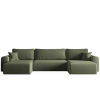ECKSOFA Mit Schlaffunktion Und Bettkasten U-form CAPRI Poso Hellgrün - Hellgrün, Holz/Textil (145/362cm) - Kaiser Möbel