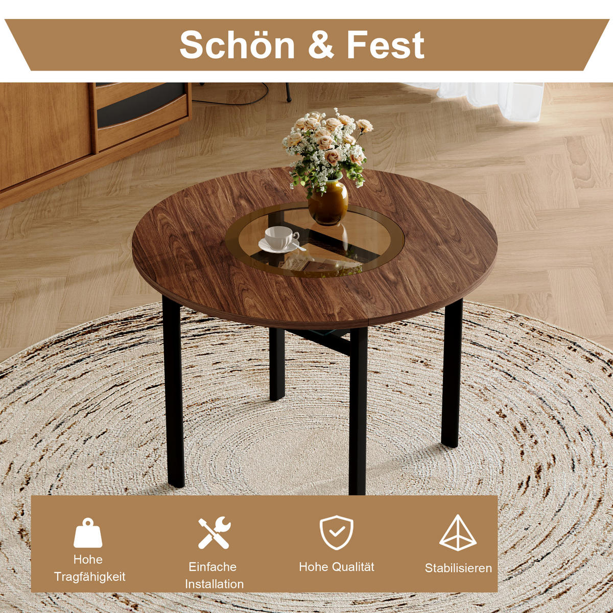 ESSGRUPPE DE-39368 3-teilig, mit 2 PU-Stühlen und Glasplatte Hellgrau - Hellgrau, Metall (100/76/100cm) - ComfortXL