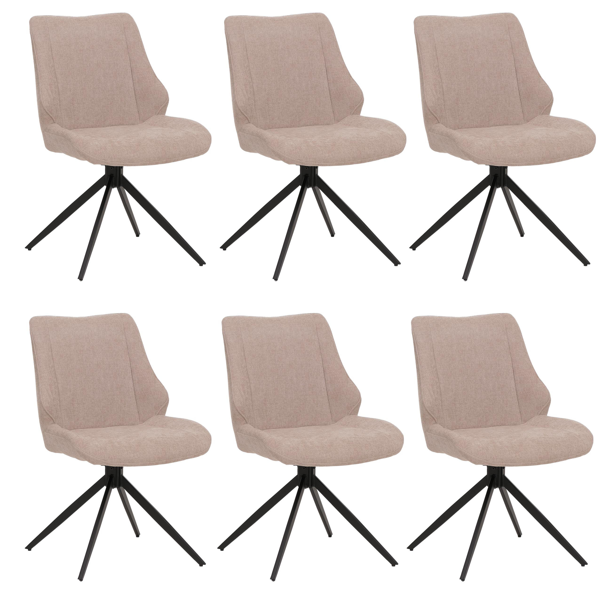 JÍDELNÍ ŽIDLE černá, béžová, sada 6 kusů - černá/béžová, textil (55/88/62cm) - MCW